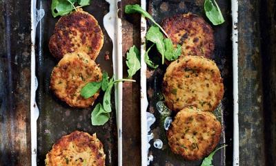 Salmon cakes with chimichurri