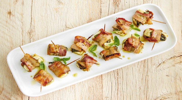 Easy Bacon, Pesto and Haloumi Bites