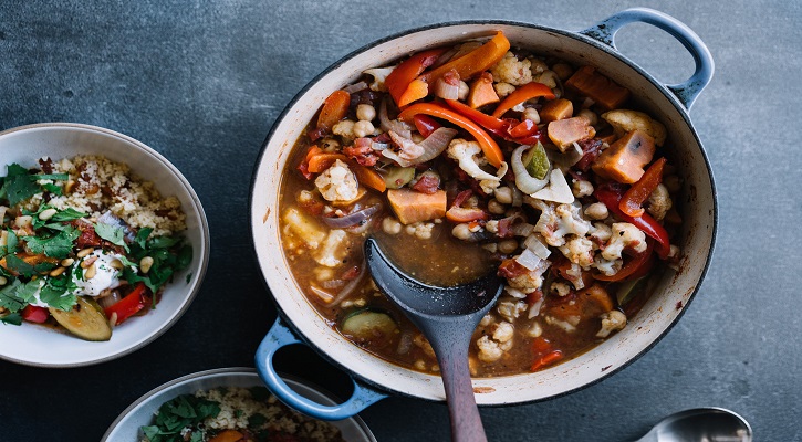 Vegetable tagine with apricot quinoa