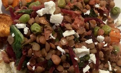 Puy lentil, spiced roast carrot & feta salad