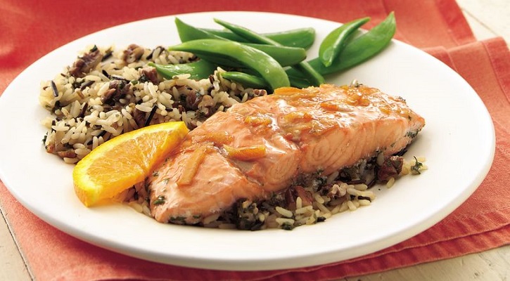 Orange Soy Salmon with Rice