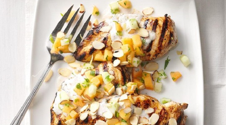 Tandoori-Style Chicken with Cucumber Melon Relish